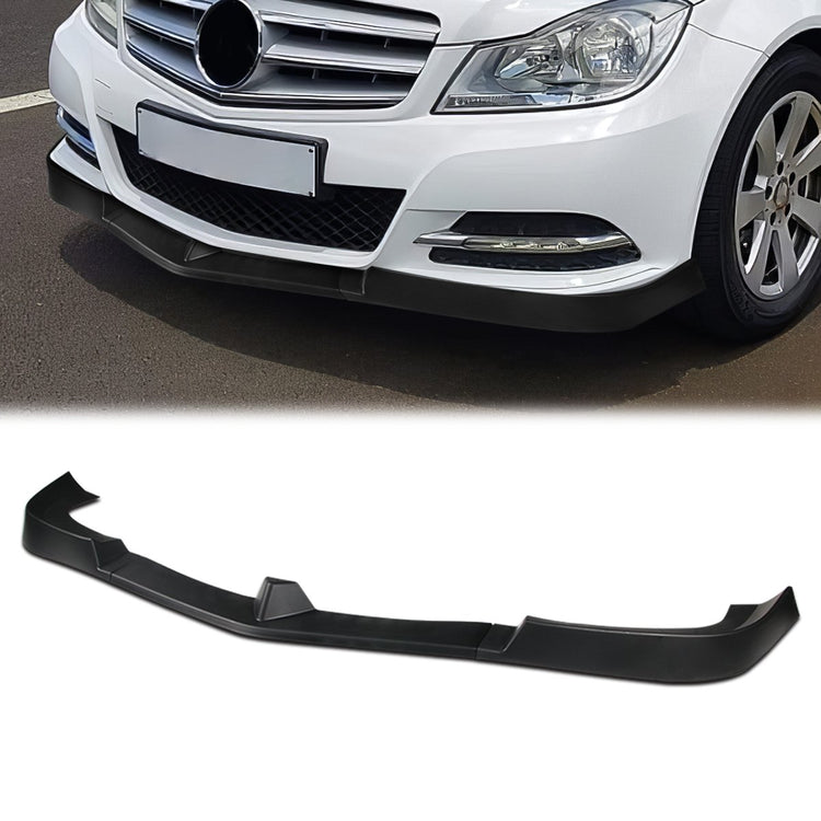 LIP FRONTAL 12-14 MERCEDES BENZ C180, C250, C300, C350, W204 SEDANS / 13-14 BENZ C200 - FITS AMG/SPORT PACKAGE MODELS ONLY - REQUIRES DRILLING BUMPER FOR INSTALLATION - 3PC - MATTE BLACK