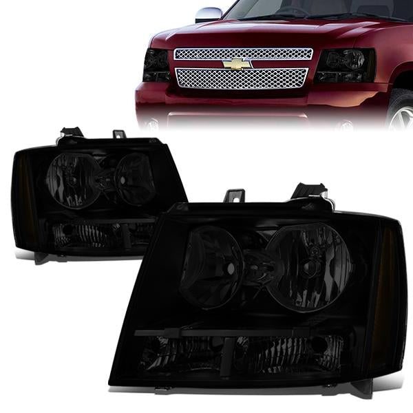 FAROS 07-14 CHEVY TAHOE / 07-13 CHEVY AVALANCHE / 07-14 CHEVY SUBURBAN 1500 / 07-13 CHEVY SUBURBAN 2500 - BLACK HOUSING / SMOKE LENS / AMBER CORNER - H11 LOW BEAM / 9005 HIGH BEAM