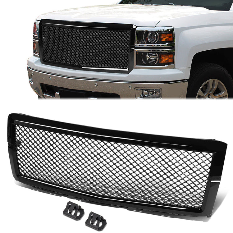 PARRILLA GRILLE - 14-15 CHEVROLET SILVERADO 1500 - BADGELESS DIAMOND MESH - GLOSS BLACK