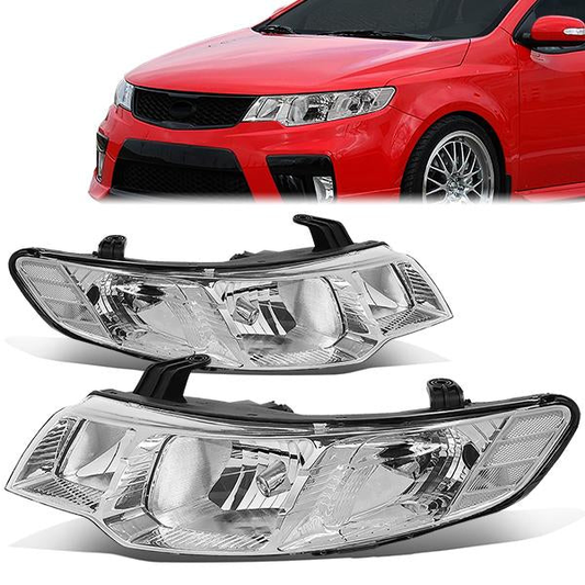 FAROS 10-13 KIA FORTE - H7 LOW BEAM / H1 HIGH BEAM - CHROME HOUSING / CLEAR CORNER