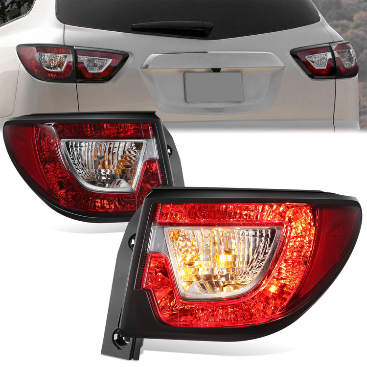 FAROS TRASEROS OE STYLE - 13-17 CHEVY TRAVERSE - OUTER - 7440 TURN SIGNAL / 7443 BRAKE / 7443 TAIL LAMP - CHROME HOUSING - LEFT AND RIGHT