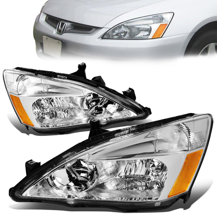 FAROS 03-07 HONDA ACCORD 2/4-DOOR - 9006 LOW BEAM / 9005 HIGH BEAM - CHROME HOUSING / AMBER CORNER