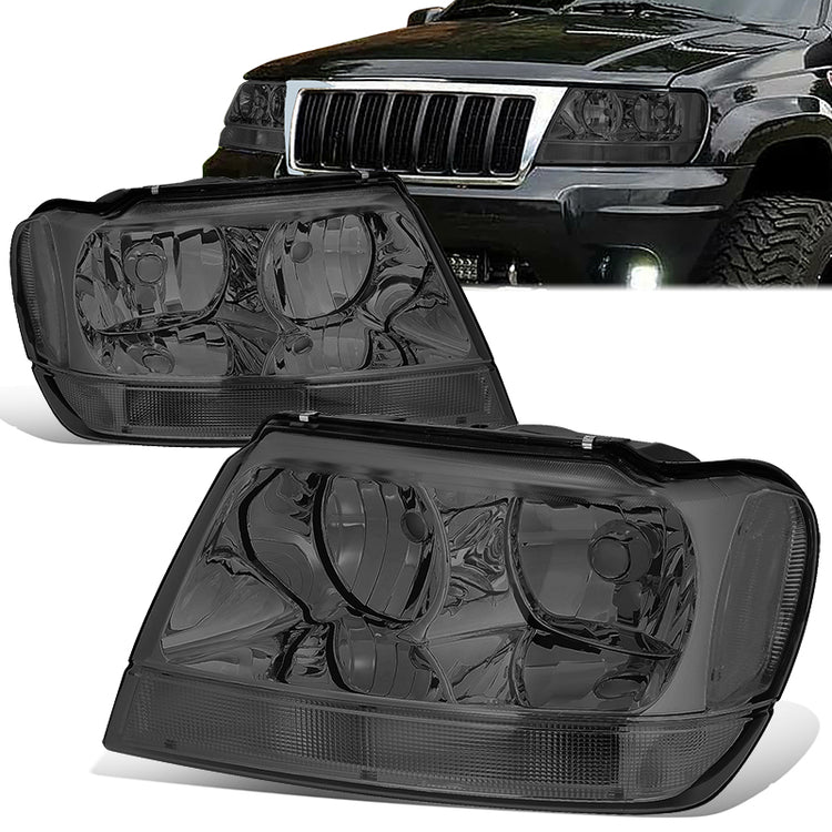 FAROS 99-04 JEEP GRAND CHEROKEE 4-DOOR - 9006 LOW BEAM / 9005 HIGH BEAM - SMOKE HOUSING / CLEAR CORNER