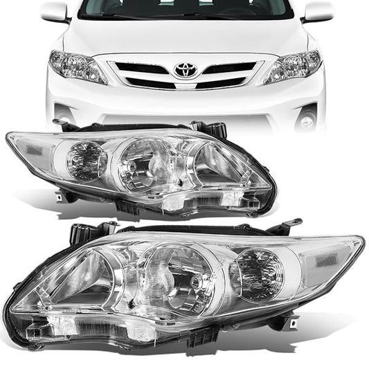 FAROS 11-13 TOYOTA COROLLA - 9006 LOW BEAM / 9005 HIGH BEAM / 3457A TURN SIGNAL - CHROME HOUSING / CLEAR CORNE