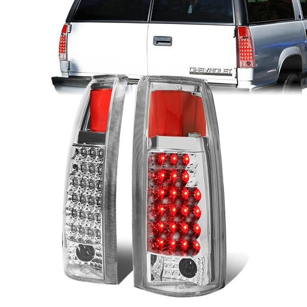 FAROS TRASEROS 89-90 CHEVY C1500 , C2500 , C3500 / 1990 CHEVY K1500 , K2500 , K3500 , GMC C1500 , C2500 , C3500 - LED - CHROME / CLEAR