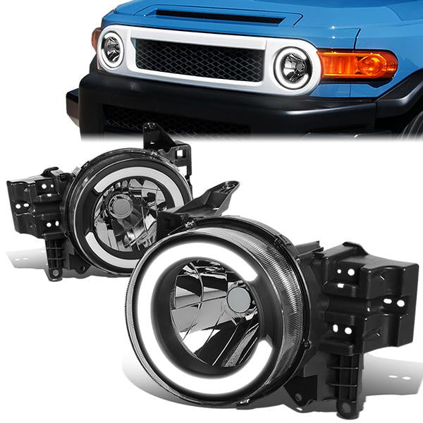 FAROS 07-14 TOYOTA FJ CRUISER - LED DRL  - BLACK HOUSING / CLEAR CORNER - H4 LOW BEAM / H4 HIGH BEAM