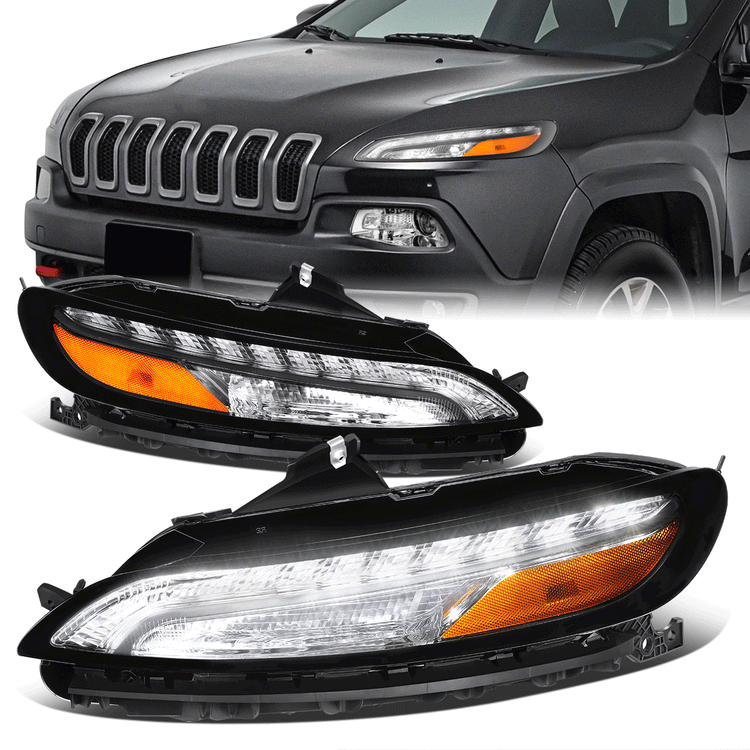 FAROS 14-18 JEEP CHEROKEE - OE STYLE - LED DRL - CHROME HOUSING / AMBER CORNER - 7440 SIGNAL / 194 MARKER