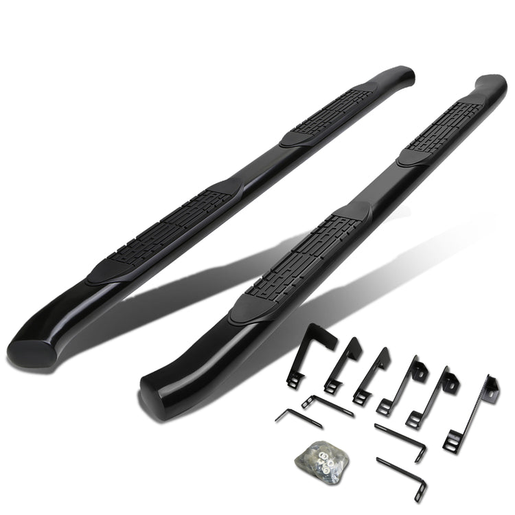 ESTRIBOS 4" - OVAL - 45 DEG - 99-16 CHEVY SILVERADO 1500, 2500, 3500 - EXTENDED CAB - BLACK