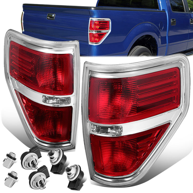 FAROS TRASEROS 09-14 FORD F-150 - CHROME/RED