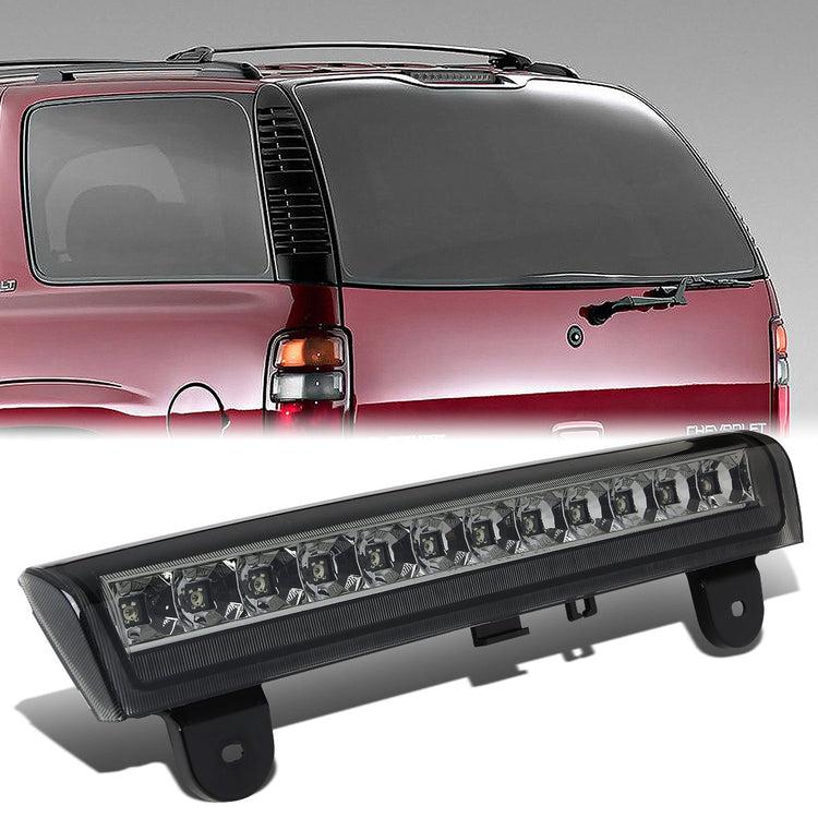 LUZ DE FRENO 00-06 CHEVY SUBURBAN 1500, 2500, CHEVY TAHOE, GMC YUKON, GMC YUKON XL 1500, 2500 - FITS LIFTGATE MODEL REAR DOORS ONLY - LED - SMOKE