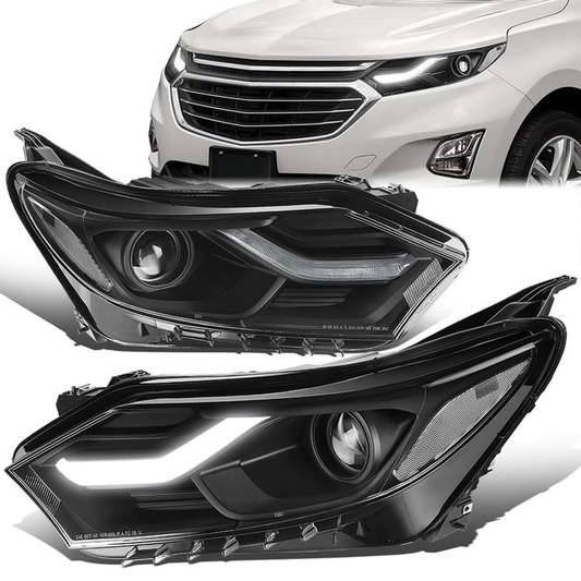 FAROS 18-21 CHEVROLET EQUINOX - ONLY FITS MODELS WITH FACTORY HALOGEN HEADLIGHTS - DOES NOT FIT HID XENON OR LED HEADLIGHT MODELS - PROJECTOR - LED DRL - BLACK HOUSING / CLEAR CORNER - 9012 H1R2 LOW BEAM / HIGH BEAM