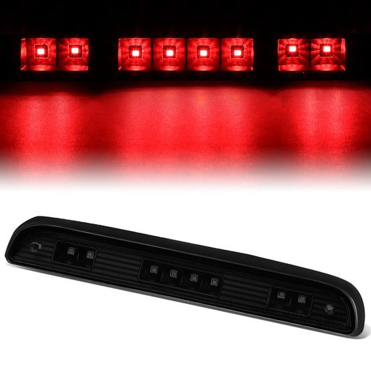 LUZ DE FRENO 92-96 FORD F-150, BRONCO / 92-97 F-250, F-350 - FITS MODELS WITHOUT REAR CARGO LIGHT - LED - BLACK / SMOKE