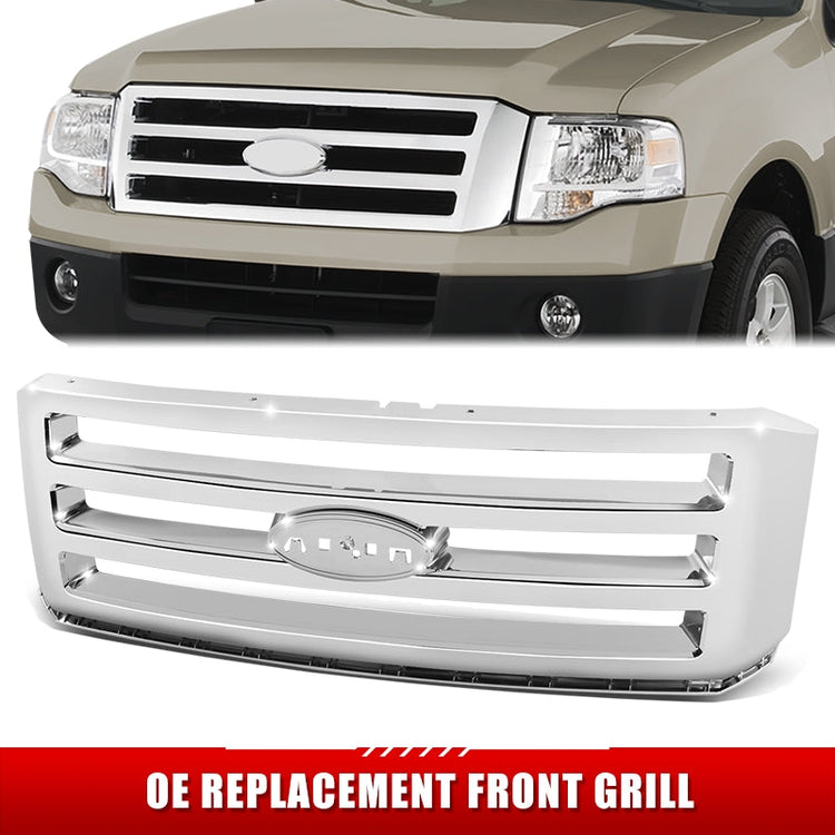 PARRILLA GRILLE - FD EXPDTION '07-'14/'15-'17/ GRILLE ASS'Y 07-'09/ CHROME (XLT/EDDIE BAUER)//PARTS.NO,FO1200494//OEM NO,7L1Z8200BA