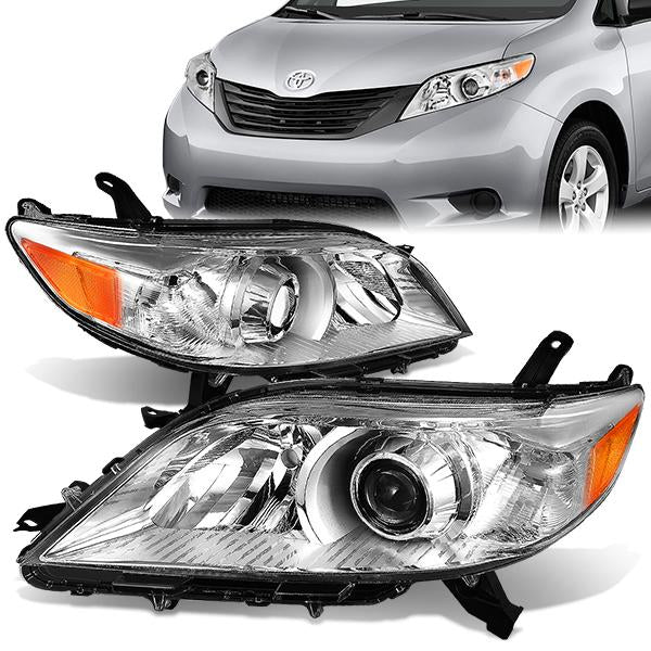 FAROS 11-17 TOYOTA SIENNA XL30 - FITS MODELS W/ HALOGEN HEADLIGHTS ONLY - PROJECTOR - H11 LOW BEAM / 9005 HIGH BEAM / 3457A TURN SIGNAL - CHROME HOUSING / AMBER CORNER