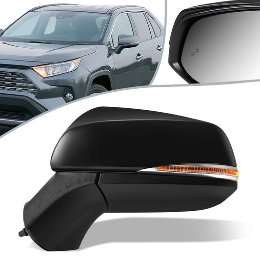 RETROVISOR MIRROR - OEM - 19+ TOYOTA RAV4 - POWERED - HEATED - W/ SIGNAL LIGHT - W/ BSD - FOLDING - BLACK MATERIAL - LEFT