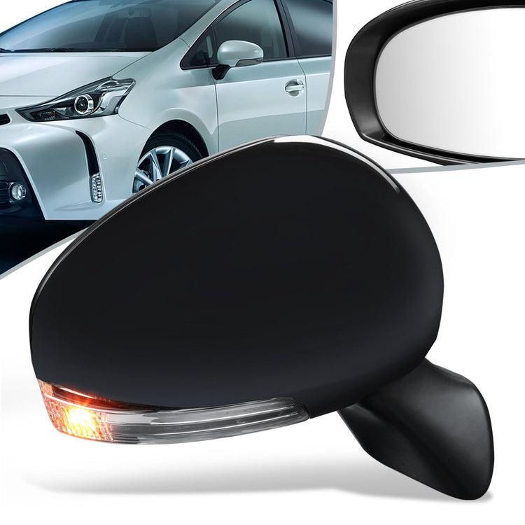 RETROVISOR MIRROR - OEM - 12-14 TOYOTA PRIUS-V - POWERED - HEATED - W/ SIGNAL LIGHT - POWER FOLDING - RIGHT - BLACK MATERIAL