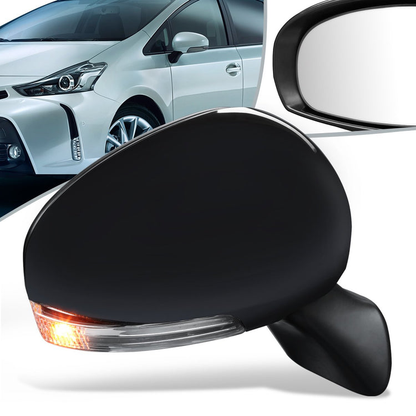 RETROVISOR MIRROR - OEM - 12-14 TOYOTA PRIUS-V - POWERED - HEATED - W/ SIGNAL LIGHT - POWER FOLDING - RIGHT - BLACK MATERIAL