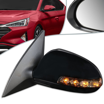 RETROVISOR MIRROR - OEM - 09-12 HYUNDAI ELANTRA - POWERED - HEATED - BLACK - LEFT