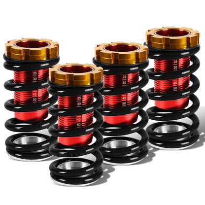 COILOVER 88-00 HONDA CIVIC / 88-91 CRX / 93-97 DEL SOL / 90-01 INTEGRA - SCALE - RED SLEEVES / GOLD TOP / BLACK SPRING