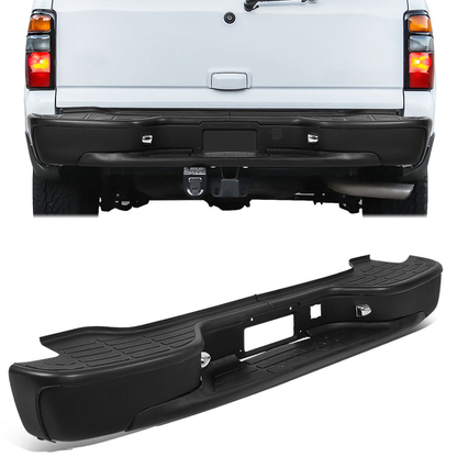 BURRERA TRASERA 00-06 CHEVROLET SUBURBAN 1500 2500 / TAHOE / GMC YUKON XL 1500 - W/ LICENSE PLATE LIGHTS - BLACK/STEEL