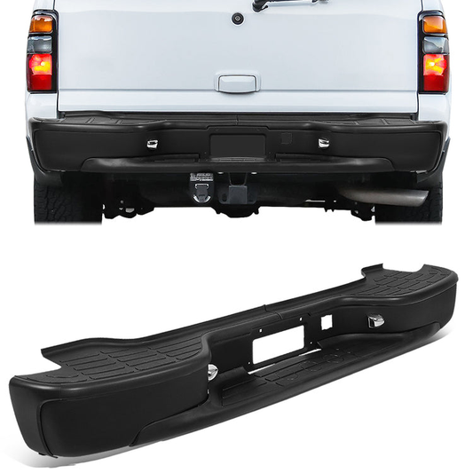 BURRERA TRASERA 00-06 CHEVROLET SUBURBAN 1500 2500 / TAHOE / GMC YUKON XL 1500 - W/ LICENSE PLATE LIGHTS - BLACK/STEEL