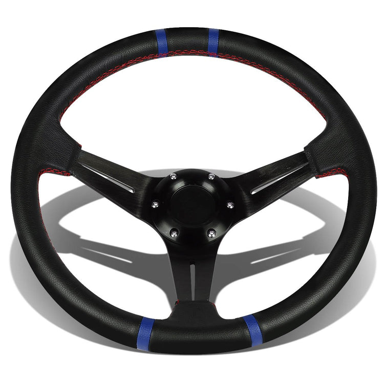 VOLANTE STEERING WHEEL - 350MM - BLUE STRIPE - PVC LEATHER - 6-BOLT
