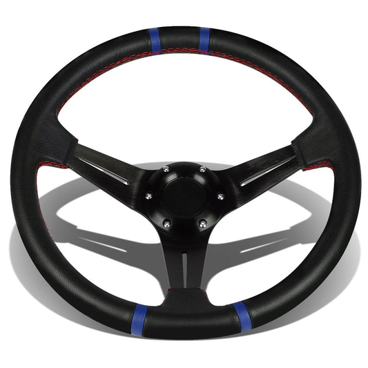 VOLANTE STEERING WHEEL - 350MM - BLUE STRIPE - PVC LEATHER - 6-BOLT