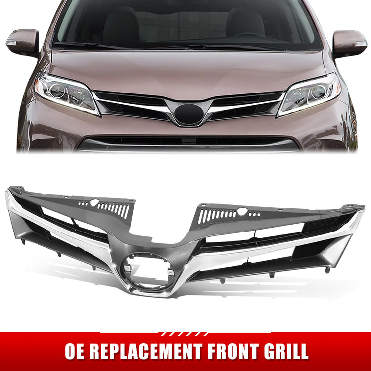 PARRILLA GRILLE - TY SIENA '11-'17/'18-'20/ GRILLE ASS'Y 18-20/ PAINTED GRAY W/CHROME MOULDING/ (XLE|LIMITED)//PARTS.NO,TO1200430//OEM NO,5310108170