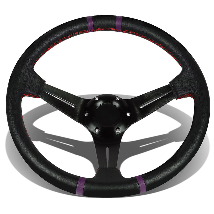 VOLANTE STEERING WHEEL - 350MM - PURPLE STRIPE - PVC LEATHER - 6-BOLT