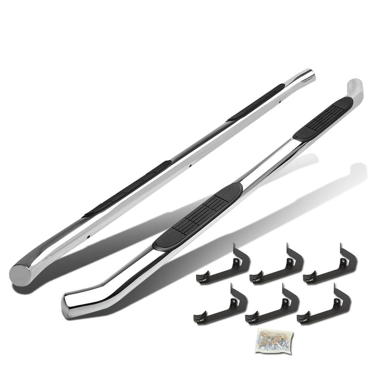 ESTRIBOS 3" - ROUND - 45 DEG - 07-16 CHEVY SILVERADO / GMC SIERRA HD - CREW CAB - SILVER