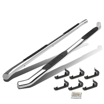 ESTRIBOS 3" - ROUND - 45 DEG - 07-16 CHEVY SILVERADO / GMC SIERRA HD - CREW CAB - SILVER
