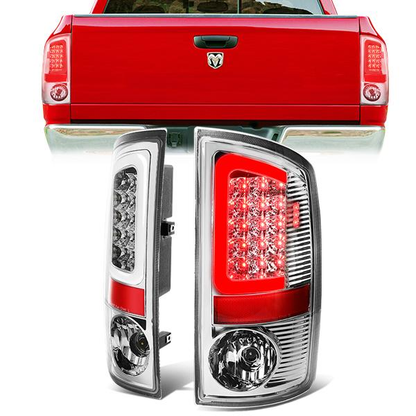 FAROS TRASEROS 07-08 DODGE RAM 1500 / 07-09 DODGE RAM 2500 , 3500 - C-BAR - 3D - U-HALO LED - CHROME / CLEAR