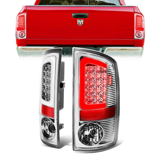 FAROS TRASEROS 07-08 DODGE RAM 1500 / 07-09 DODGE RAM 2500 , 3500 - C-BAR - 3D - U-HALO LED - CHROME / CLEAR