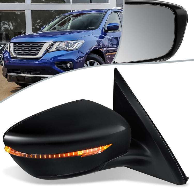 RETROVISOR MIRROR - OEM - 13-16 NISSAN PATHFINDER - POWERED - W/ SIGNAL LIGHT - FOLDING - BLACK MATERIAL - RIGHT