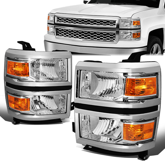 FAROS 14-15 CHEVY SILVERADO 1500 - CHROME HOUSING / AMBER CORNER - H11 LOW BEAM / 9005 HIGH BEAM