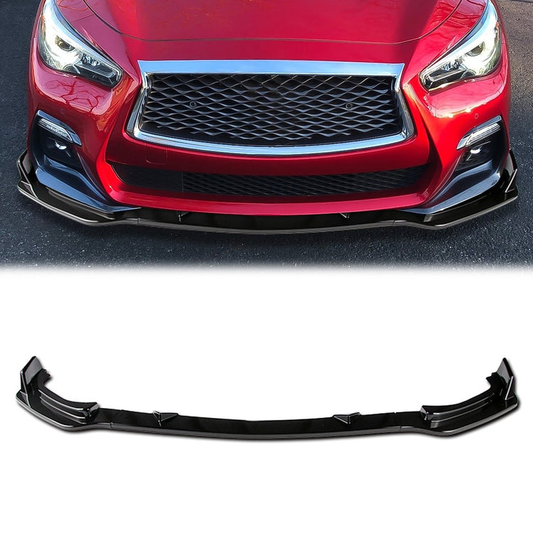 LIP FRONTAL 14-17 INFINITI Q50 - FITS NON SPORT MODELS ONLY - REQUIRES DRILLING BUMPER FOR INSTALLATION - 3PC - PAINTED GLOSS BLACK