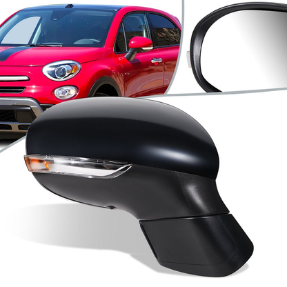 RETROVISOR MIRROR - OEM - 13-15 FIAT 500 - POWERED - HEATED - W/ SIGNAL - FOLDING - BLACK MATERIAL - RIGHT