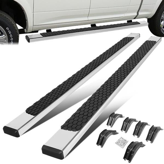 ESTRIBOS 5" - HONEYCOMB STEP PAD - 99-16 FORD F-250, F-350, F-450, F-550 SUPER DUTY - EXTENDED CAB - CHROME / BLACK