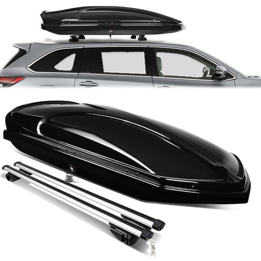 PORTAEQUIPAJE ROOF RACK CROSS BARS + CARGO ROOF BOX - UNIVERSAL - 135CM - ATTACHES TO VEHICLES WITH ROOF RAILS ONLY - BLACK