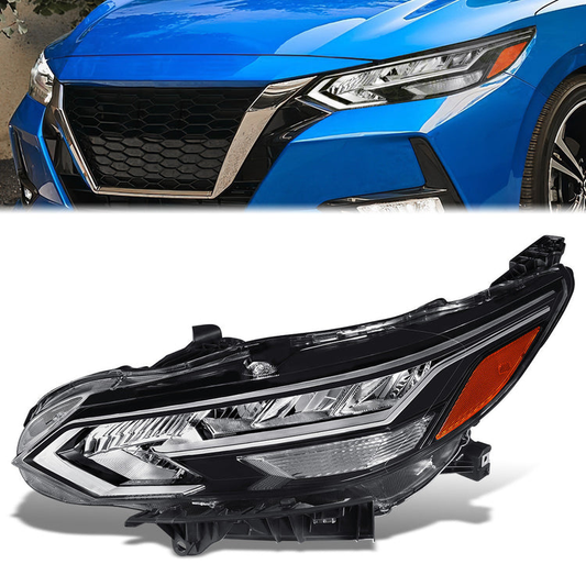 FAROS OE STYLE - 20-22 NISSAN SENTRA - USES H9 HIGH / H11 LOW BEAM BULBS W/ DRL - FITS S, SR PREMIUM, SV MODELS ONLY ALSO FITS WITH FACTORY LED HEADLIGHTS - LEFT - OE STYLE - CHROME