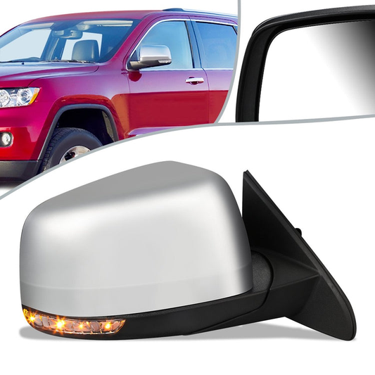 RETROVISOR MIRROR - OEM - 11-13 JEEP GRAND CHEROKEE - POWERED - HEATED - FOLDING - W/O BLIND SPOT DETECTION - W/ CHROME COVER - RIGHT
