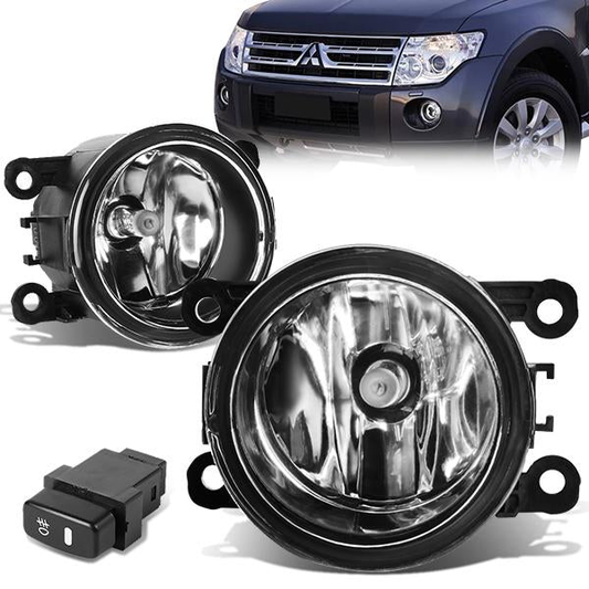 FAROS DE NIEBLA 10-14 MITSUBISHI MONTERO / 10-15 MITSUBISHI MONTERO SPORT - WITH SWITCH - H11 BULB - CHROME / CLEAR