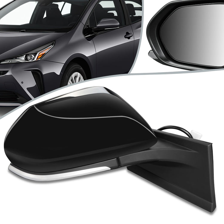 RETROVISOR MIRROR - OEM - 16-18 TOYOTA PRIUS - POWERED - HEATED - FOLDING - TEXTURED - RIGHT - BLACK MATERIAL