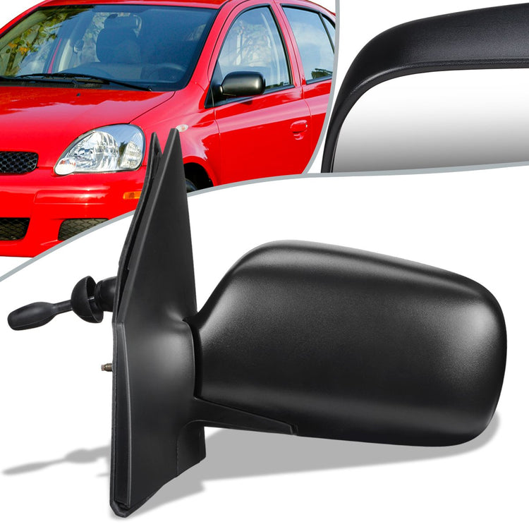 RETROVISOR MIRROR - OEM - 00-02 TOYOTA ECHO 2/4-DR - MANUAL - W/CABLE - TEXTURED - BLACK - LEFT