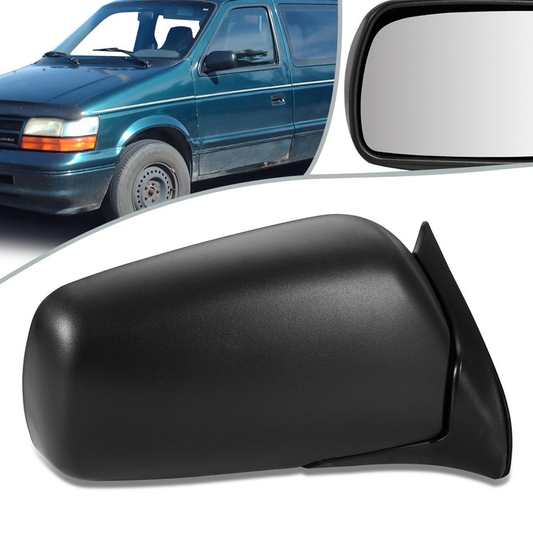 RETROVISOR MIRROR - OEM - 92-95 DODGE CARAVAN, VOYAGER, TOWN & COUNTRY - MANUAL - FOLDING - W/ TEXTURED BLACK - RIGHT
