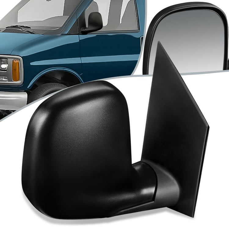 RETROVISOR MIRROR - OEM - 96-02 CHEVY EXPRESS 1500, 2500, 3500 / 96-02 GMC SAVANA 1500, 2500, 3500 - POWERED - HEATED - TEXTURED - BLACK - RIGHT