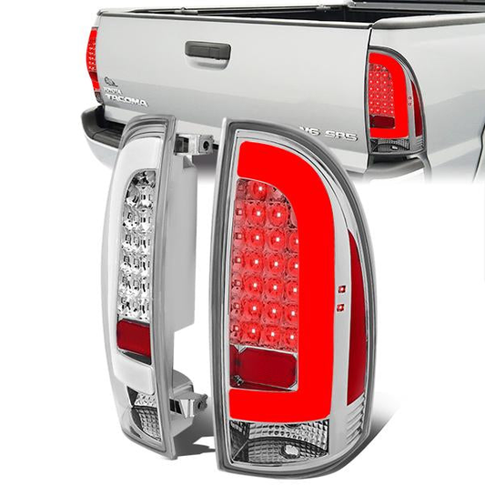 FAROS TRASEROS 05-15 TOYOTA TACOMA - L-BAR - 3D - LED - CHROME / CLEAR