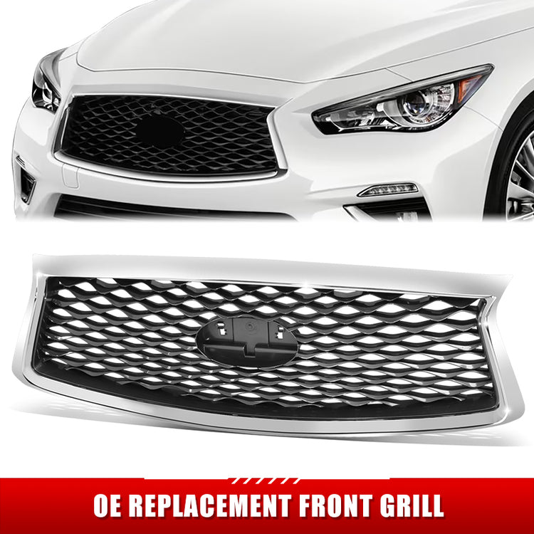 PARRILLA GRILLE - IN Q50 (4D) 14-17/18-22/ GRILLE ASS'Y 18-20/ PAINTED GRAY W/CHROME FRAME/ (W/O VIEW CAMERA)//PARTS.NO,IN1200137//OEM NO,623106HH0A