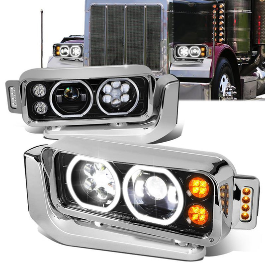 FAROS 81-88 PETERBILT 359 / 87-07 379 / 08-21 389 - LED - BLACK