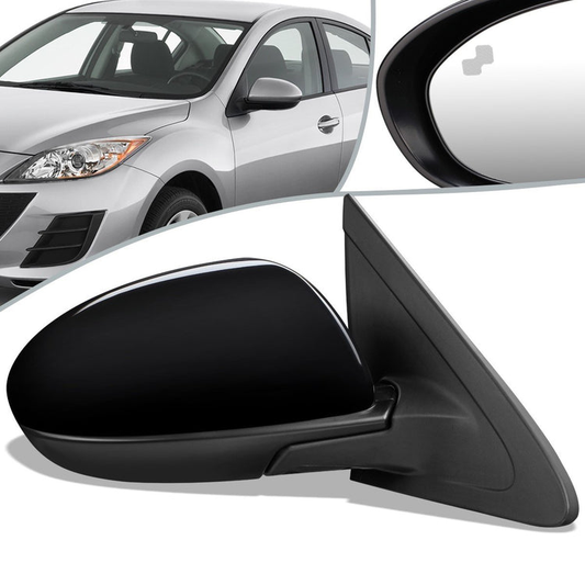 RETROVISOR MIRROR - OEM - 10-13 MAZDA 3 - POWERED - HEATED - W/ BSD - FOLDING - BLACK MATERIAL - RIGHT